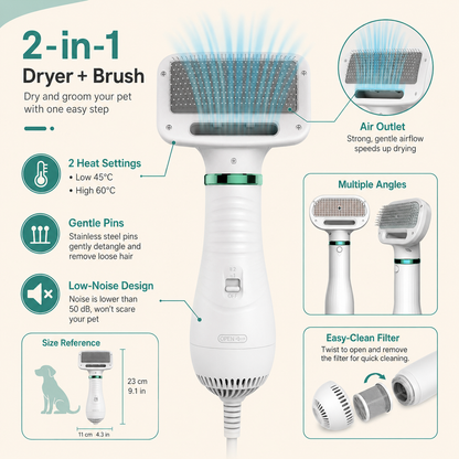 Portable 2-in-1 Dog Hair Dryer