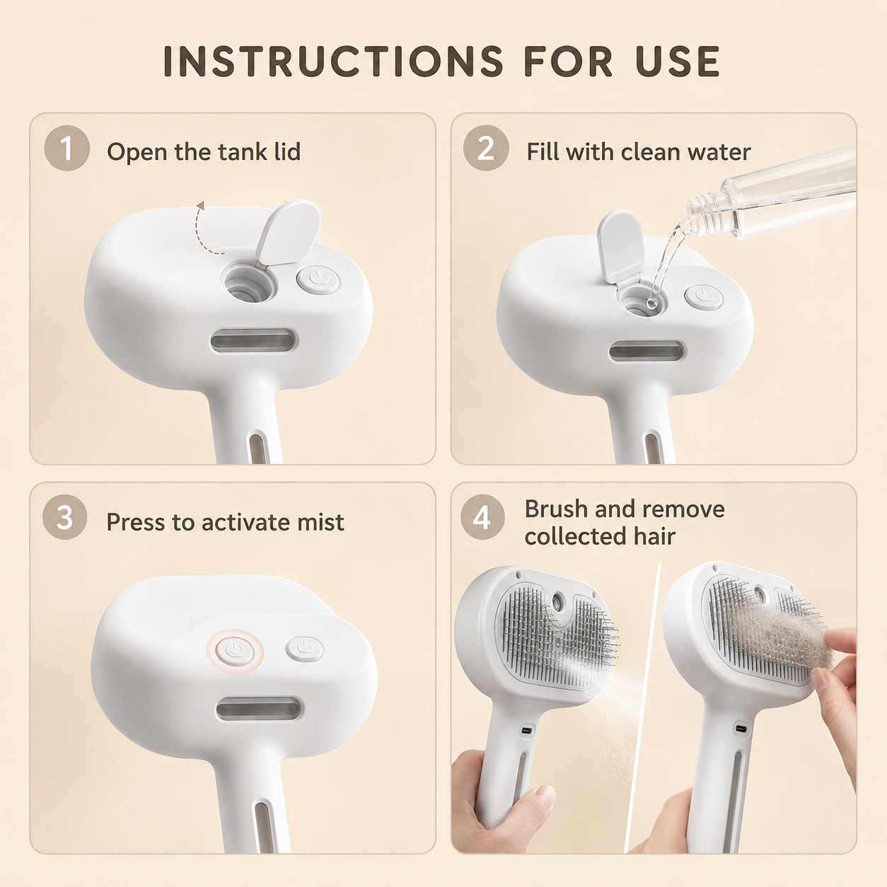 Pet Hair Spray Brush